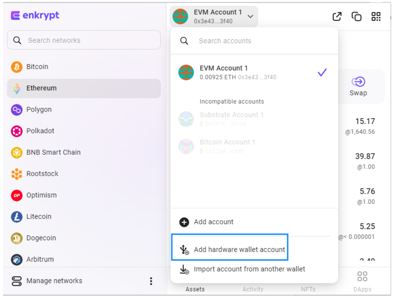 Connect Ledger to Enkrypt to use more dApps and networks