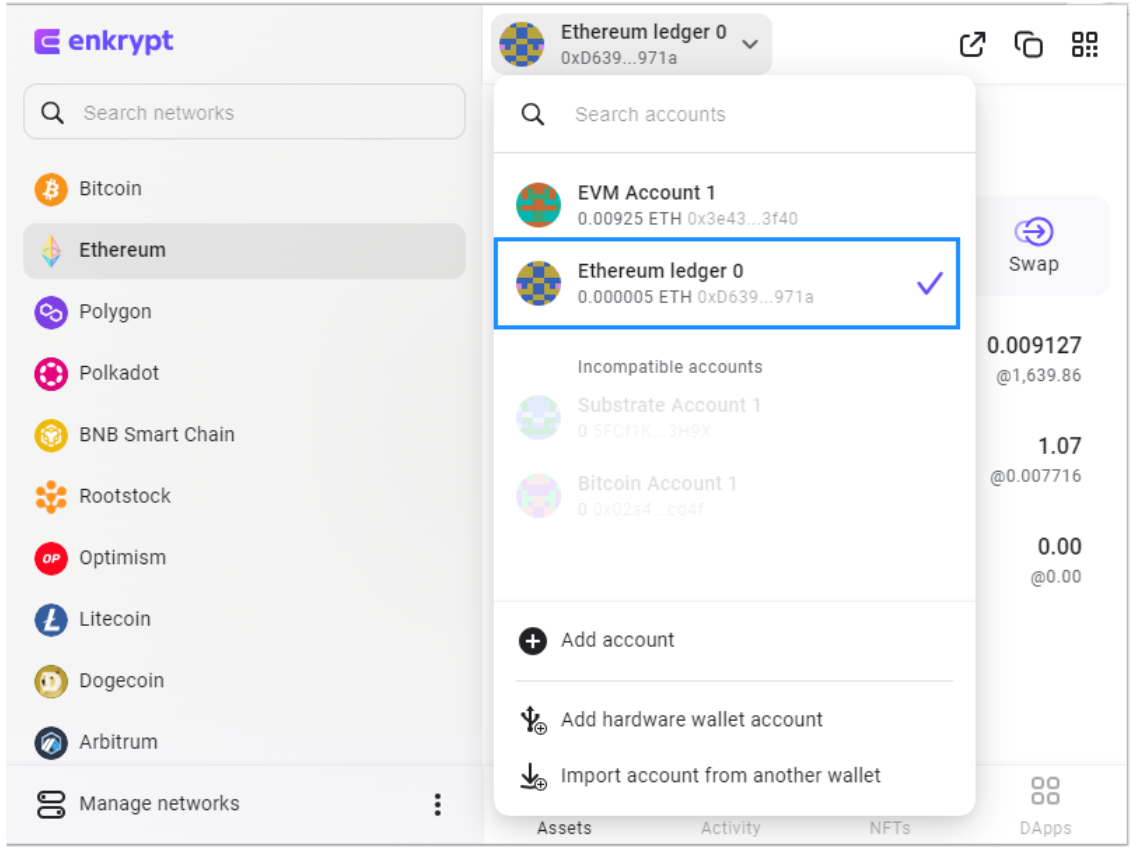 Connect Ledger to Enkrypt to use more dApps and networks
